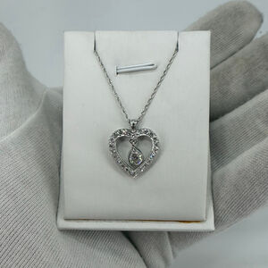 14K White Gold Natural Diamond Heart Pendant Necklace 3.40CT Halo H SI/VS